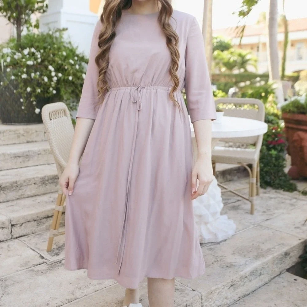 Dainty Jewells Simple treasures Modest Midi Dress‎ Drawstring Waist Size 2XL
